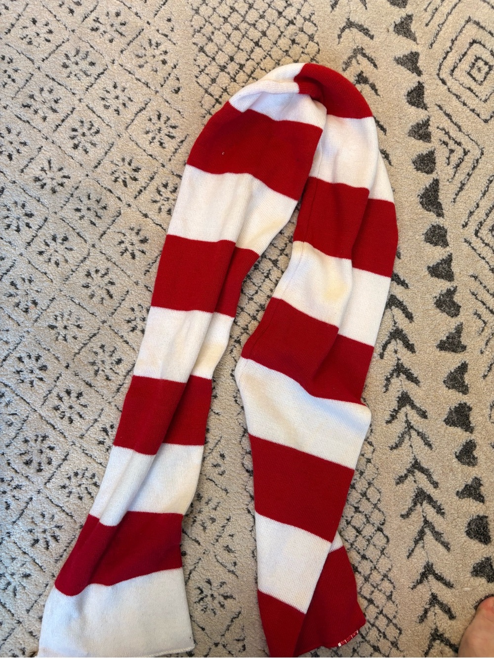 Kids Red and White Striped Scarf - Unbranded
